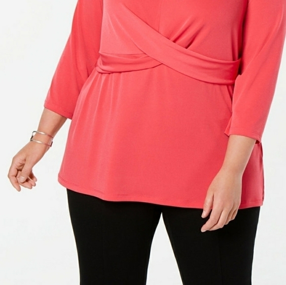 NEW ALFANI PLUS SIZE 0X HOT PINK TOP SUMMER BLOUSE ๐ - Picture 4 of 9